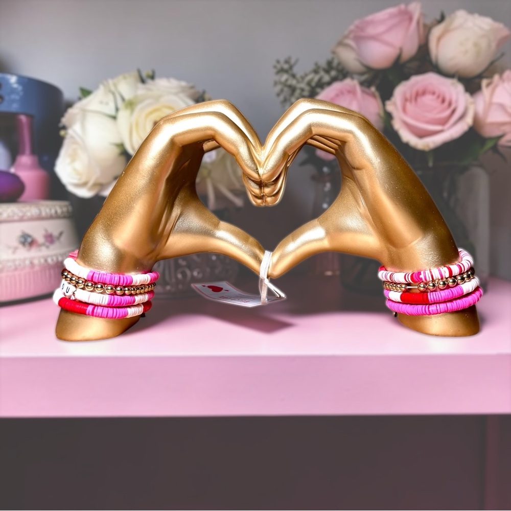 Bella Lux Gold Tone Love Hand Gesture MulticoloredFriendship Bracelets Figurine
